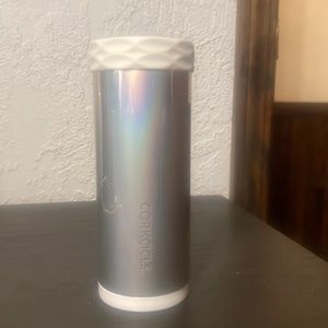 Silver iridescent tall boy can holder